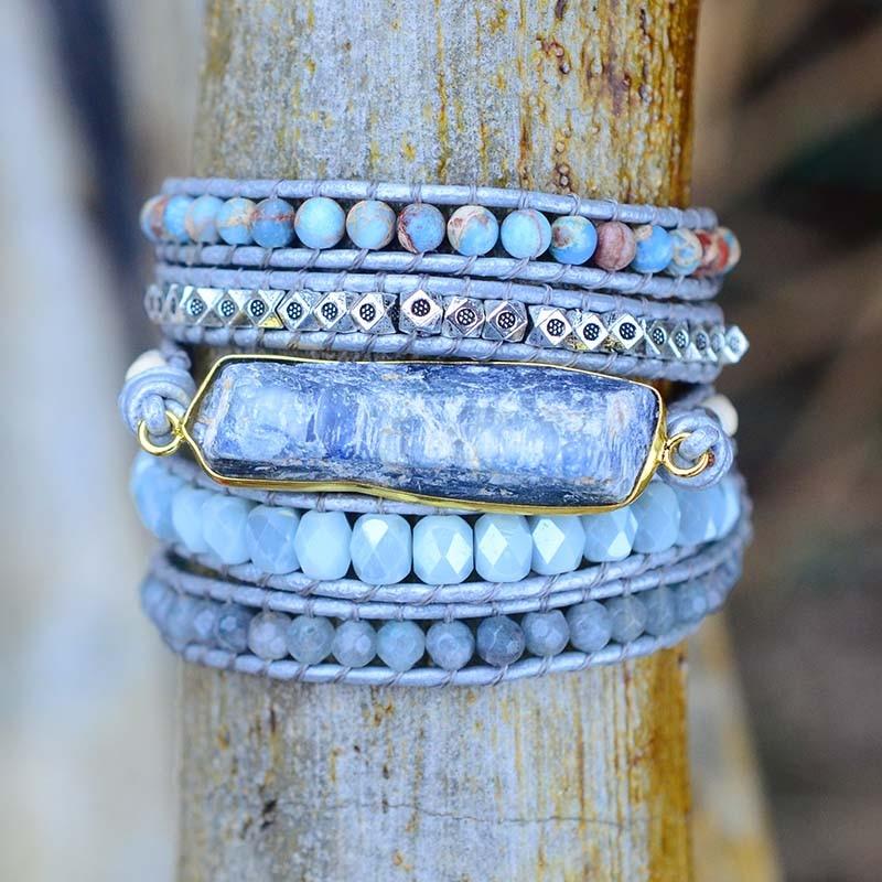 Healing Blue Topaz Wrap Bracelet - Aurina-The Livary