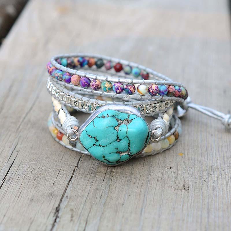 Healing Turquoise Wrap Bracelet - Amara-The Livary