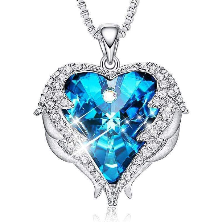 Angel Wing Necklace - Celestina-Blue-The Livary