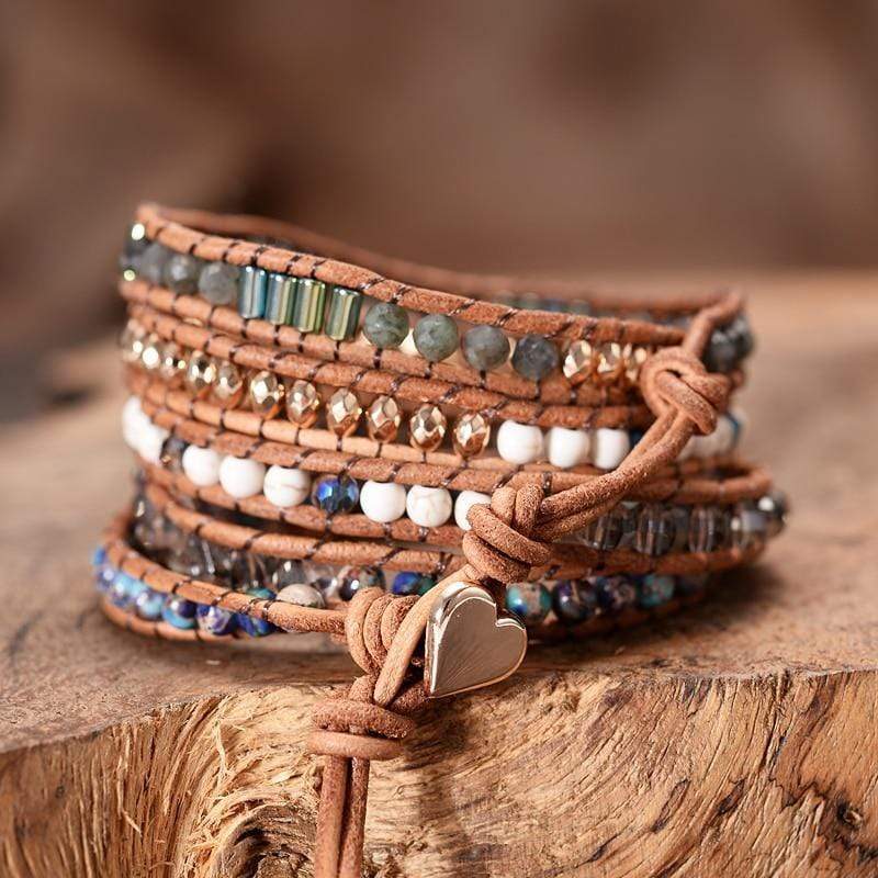 Labradorite Heart Wrap Bracelet - Lunara-The Livary