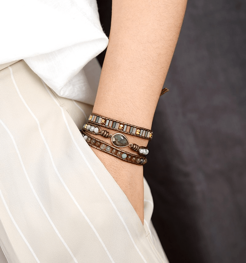 Labradorite Protective Wrap Bracelet - Sylvana-The Livary