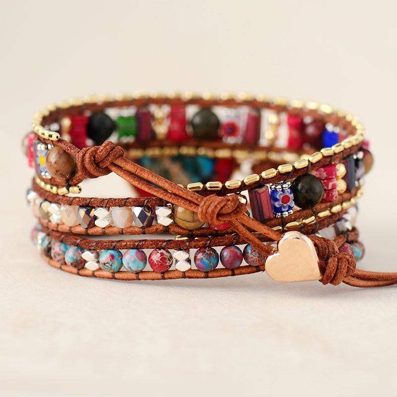 Vibrant Heart Jasper Wrap Bracelet - Elyra-The Livary