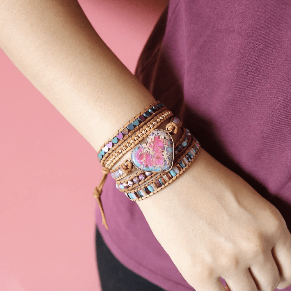 Love Protection Jasper Wrap Bracelet - Amora-The Livary