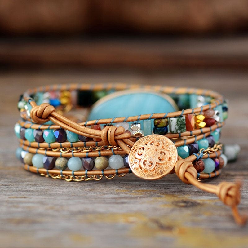 Amazonite Sea Blue Wrap Bracelet - Marina-The Livary