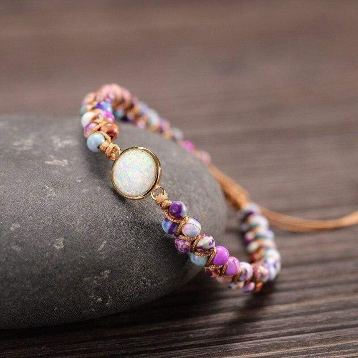 Amethyst-Opal Yoga Bracelet - Aurielle-Pink-The Livary