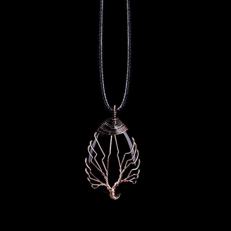 Black Obsidian Drop Necklace - Eryna-The Livary