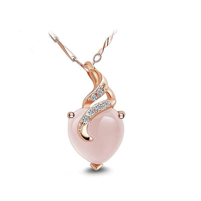 Opal Heart Necklace - Calista-Rose gold-The Livary