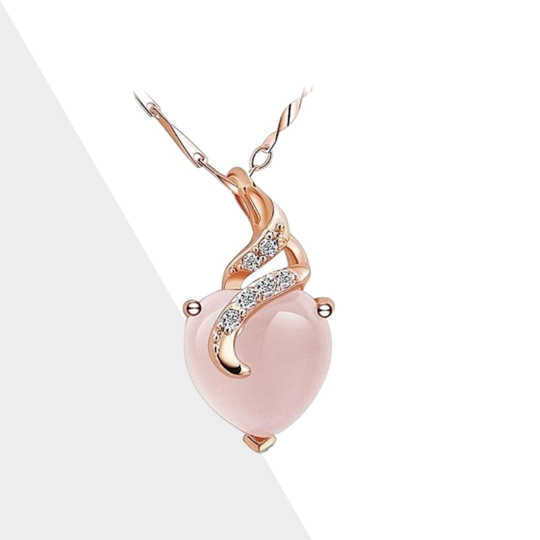 Opal Heart Necklace - Calista-Rose gold-The Livary
