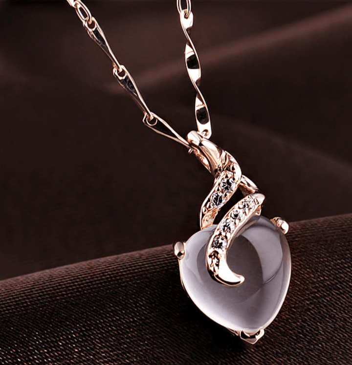 Opal Heart Necklace - Calista-Rose gold-The Livary
