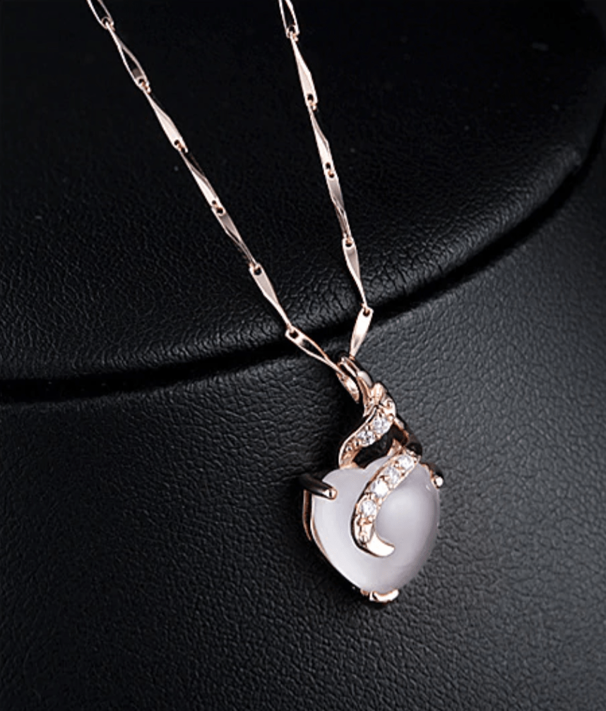 Opal Heart Necklace - Calista-Rose gold-The Livary