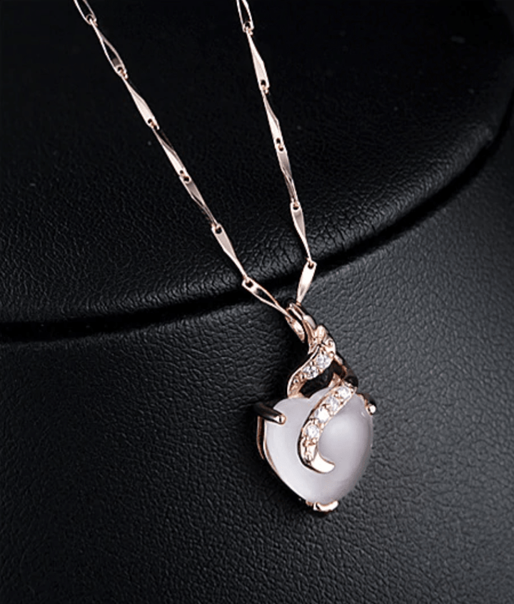 Opal Heart Necklace - Calista-Rose gold-The Livary