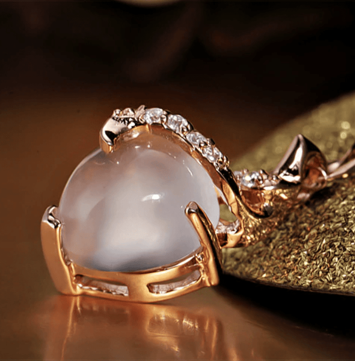 Opal Heart Necklace - Calista-Rose gold-The Livary