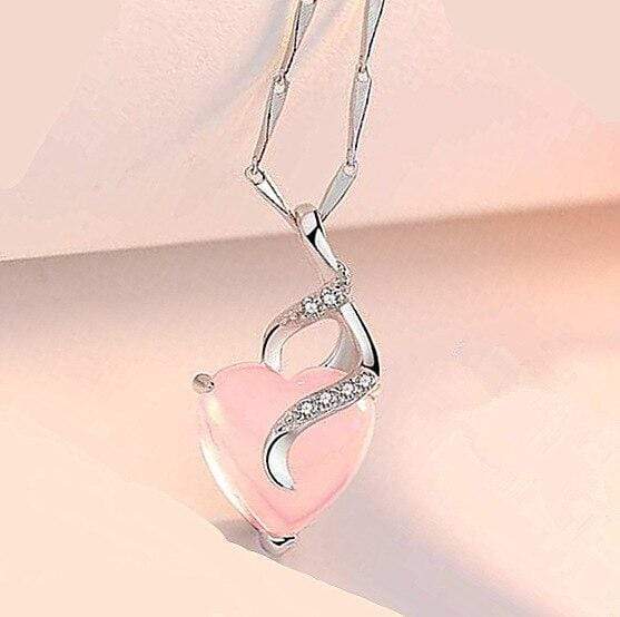 Opal Heart Necklace - Calista-Silver-The Livary