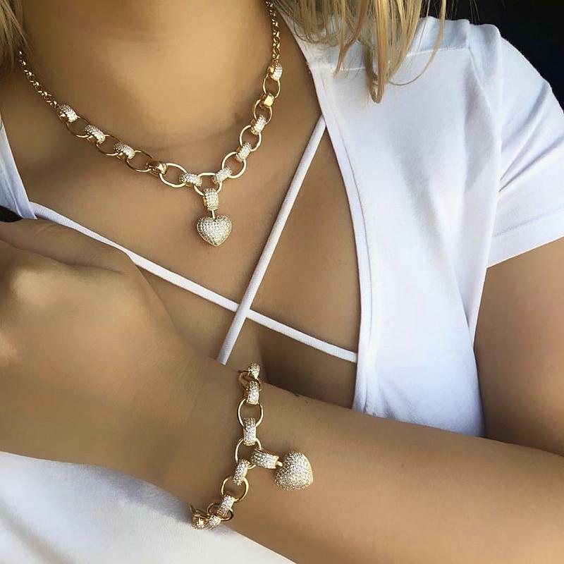 Stylish Zirconia Jewellery Set - Elisette-Gold-The Livary