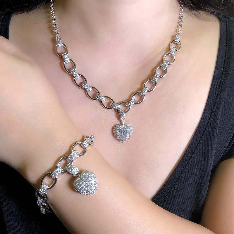 Stylish Zirconia Jewellery Set - Elisette-Silver-The Livary