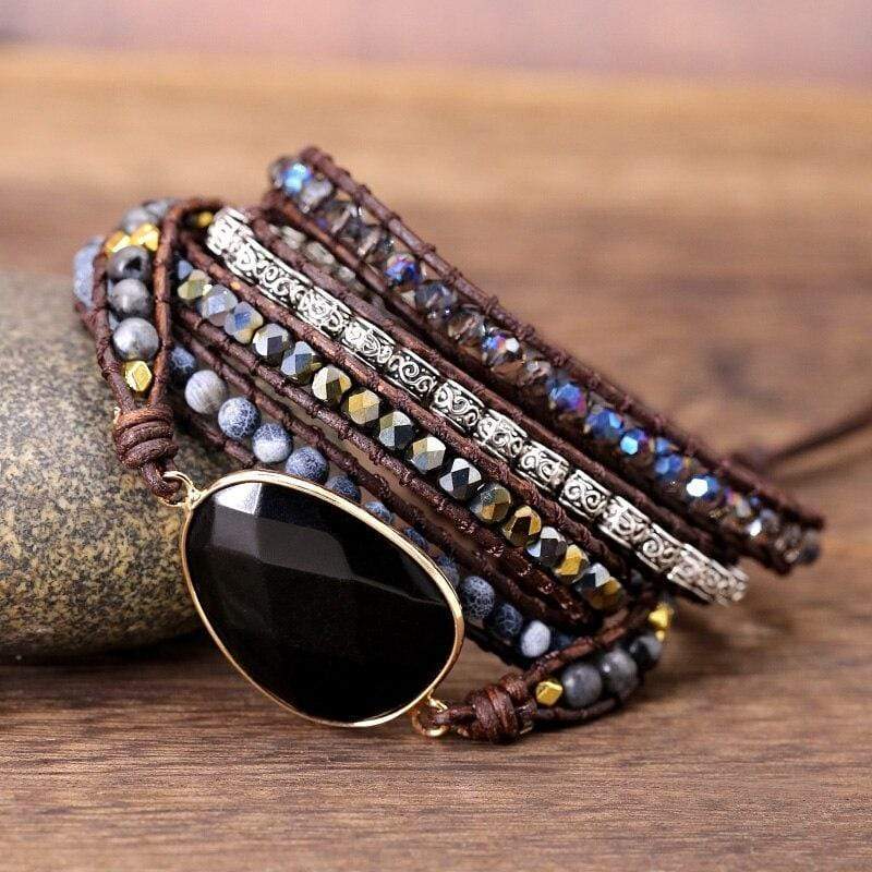 Powerful Onyx Wrap Bracelet - Isadora-The Livary