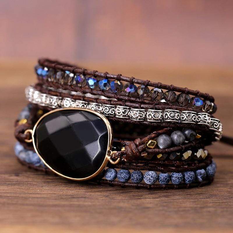 Powerful Onyx Wrap Bracelet - Isadora-The Livary