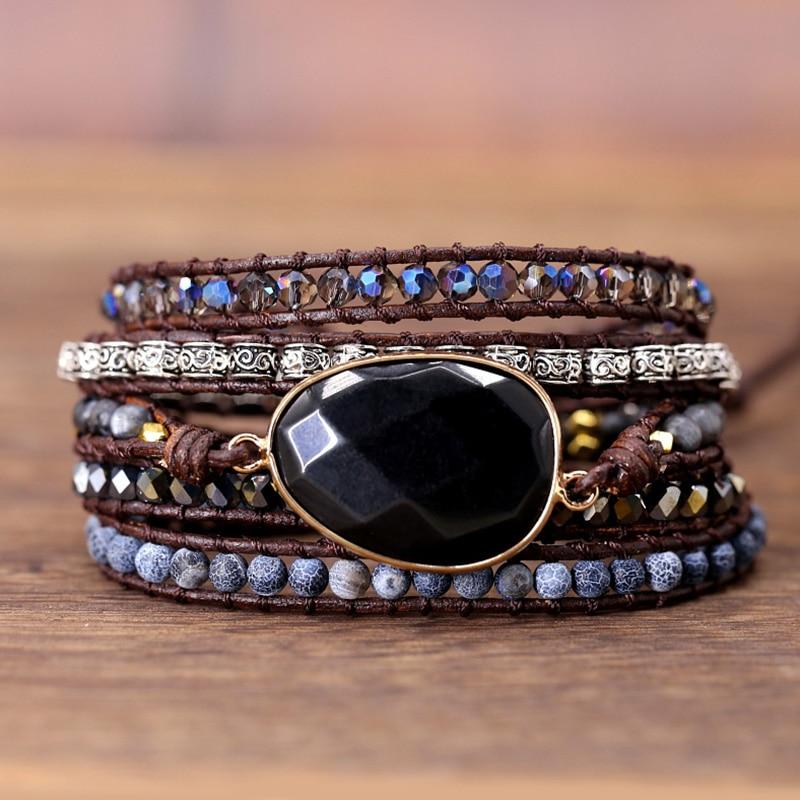 Powerful Onyx Wrap Bracelet - Isadora-The Livary