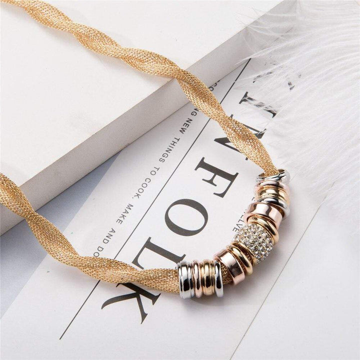 Braided Fashion Necklace - Lynora-Silver-The Livary