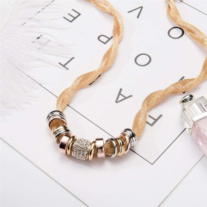 Braided Fashion Necklace - Lynora-Silver-The Livary