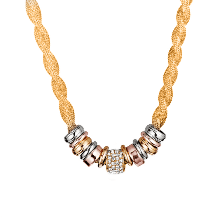 Braided Fashion Necklace - Lynora-Gold-The Livary