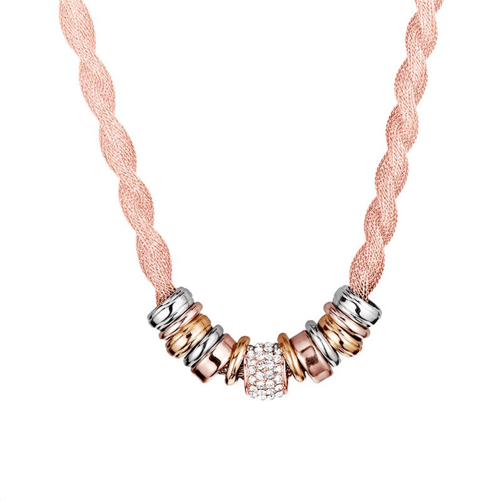 Braided Fashion Necklace - Lynora-Rose gold-The Livary