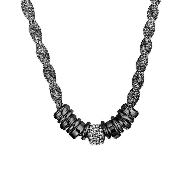 Braided Fashion Necklace - Lynora-Black-The Livary
