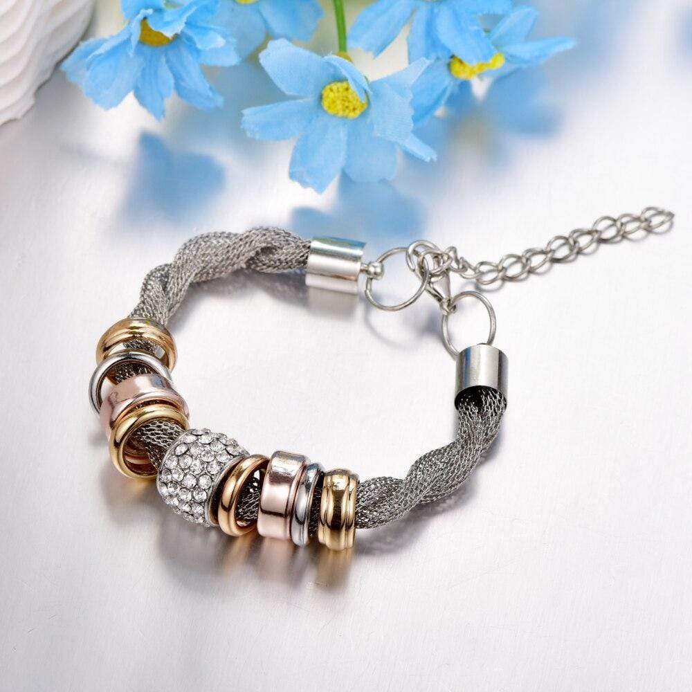 Braided Fashion Bracelet - Zarina-Silver-The Livary