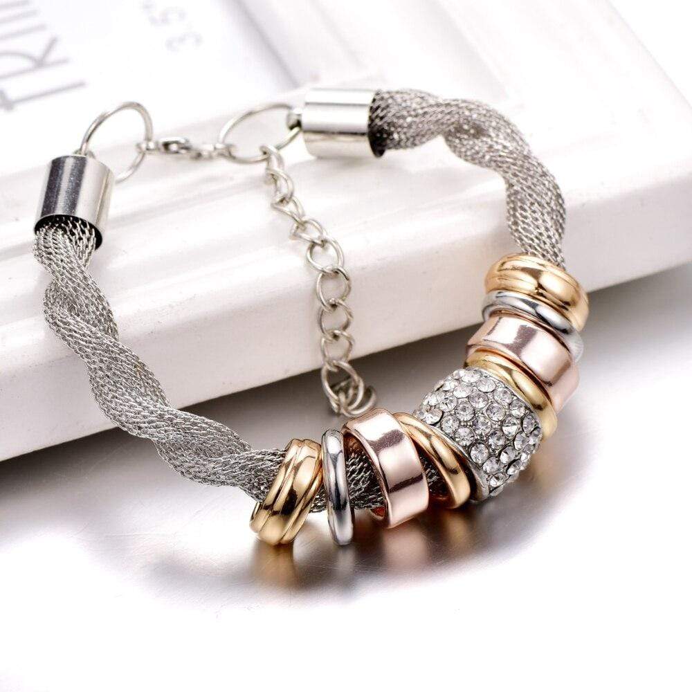Braided Fashion Bracelet - Zarina-Silver-The Livary