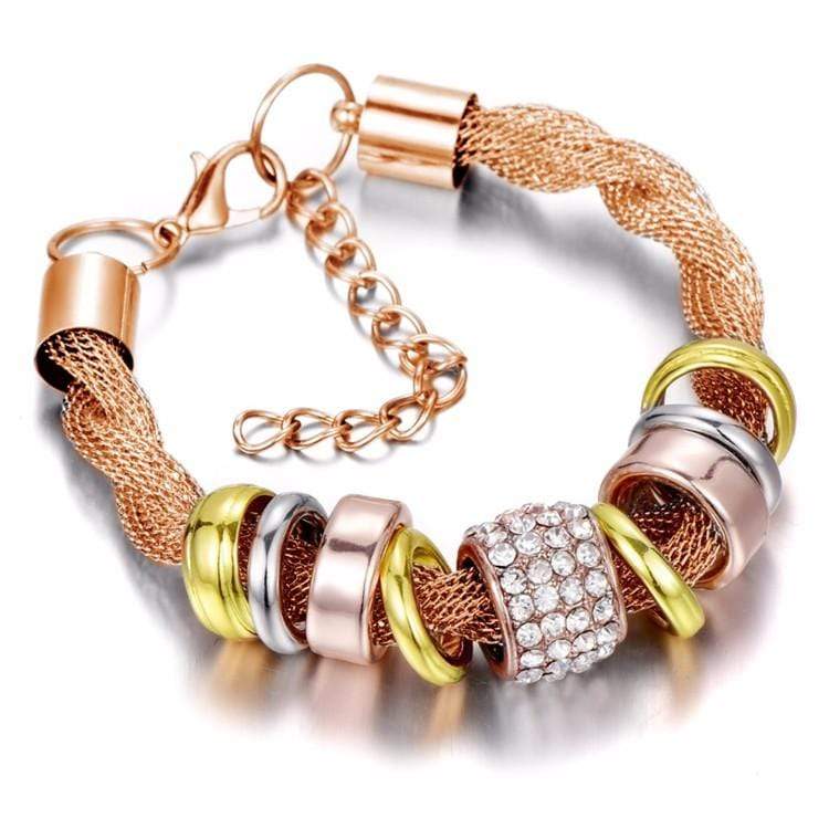 Braided Fashion Bracelet - Zarina-Rose gold-The Livary