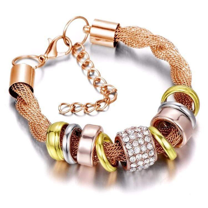 Braided Fashion Bracelet - Zarina-Rose gold-The Livary