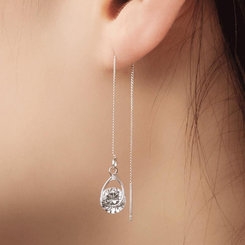 Long Drop Rhinestone Earrings - Isalyn-Gold (equal length)-The Livary