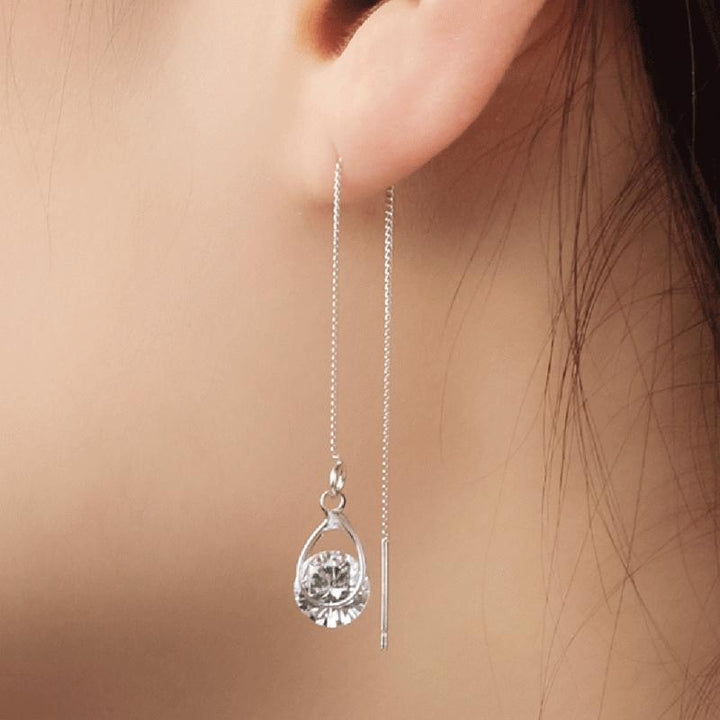 Long Drop Rhinestone Earrings - Isalyn-Gold (equal length)-The Livary