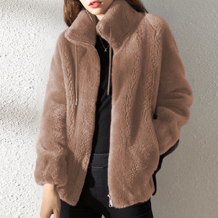 Warm Ladies' Jacket with Zip - Yara-Light brown-XS-The Livary