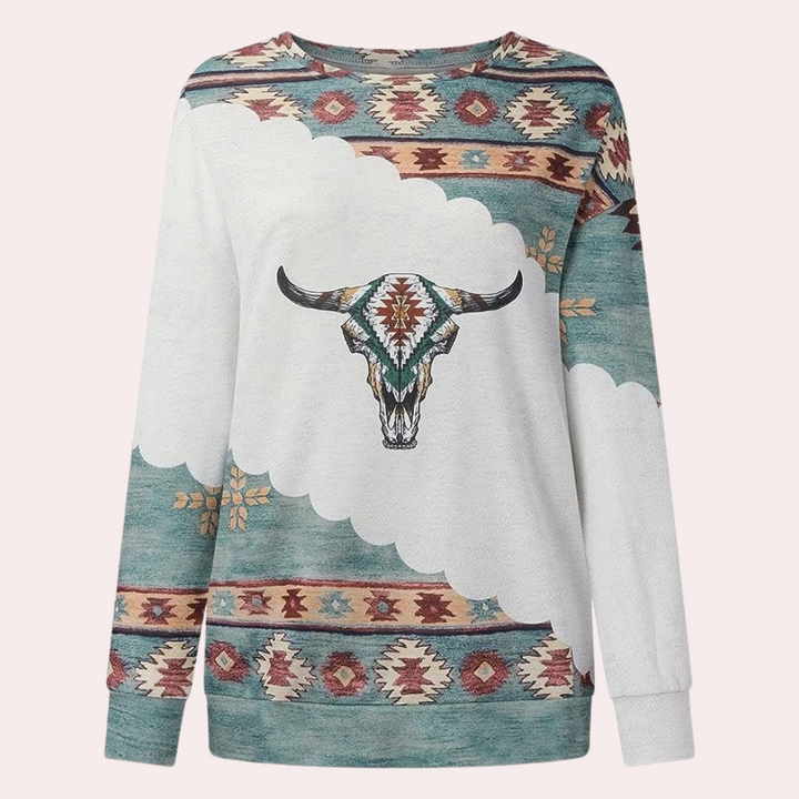 Trendy Printed Women's Sweatshirt - Sienna-White-XS-The Livary