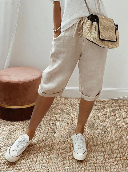 Casual Capri Trousers for Women – Sophie-Beige-S-The Livary