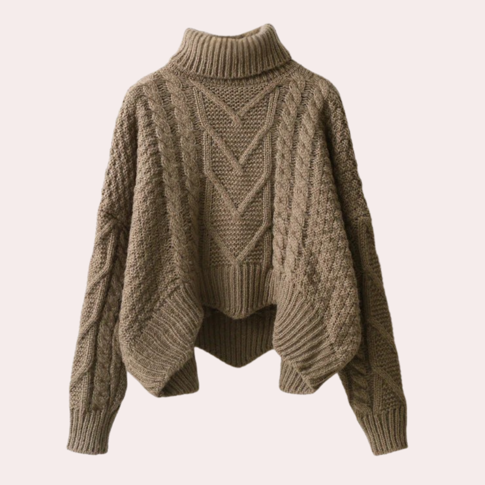 Stylish Knitted Turtleneck for Women - Lina-Khaki-The Livary
