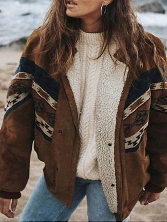 Warm Retro Plush Winter Coat - Daisy-Brown-S-The Livary