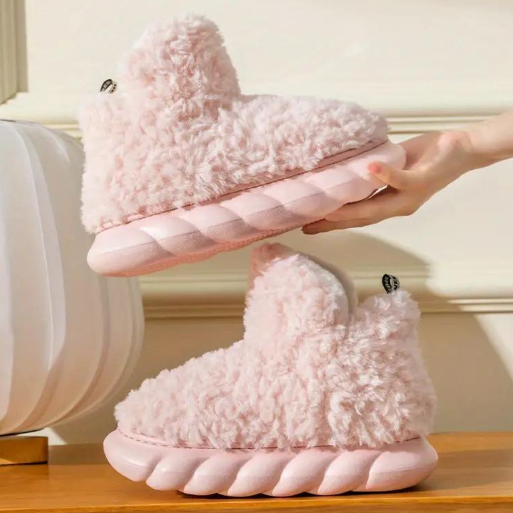 Nua - Comfy Teddy Slippers for Women-Pink-2.5-The Livary