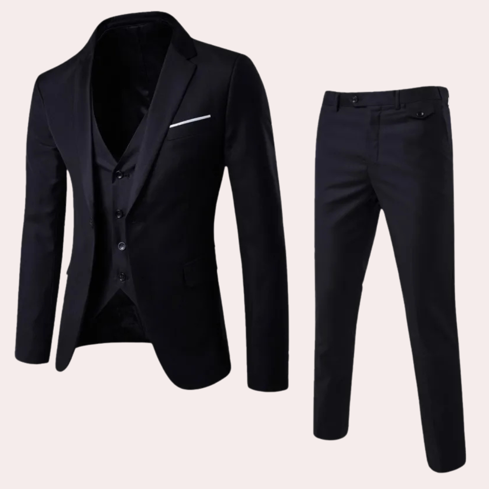Three-Piece Formal Suit for Men - Leon-Black-S-The Livary