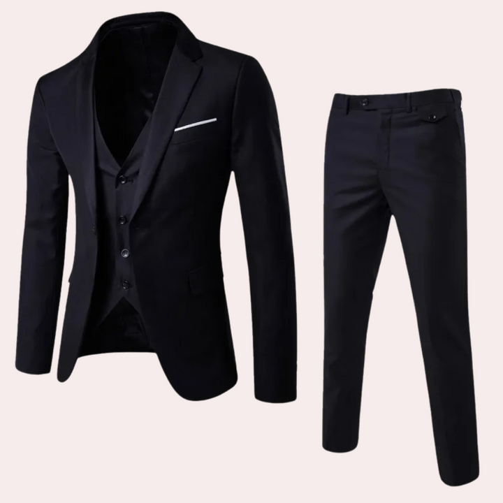 Three-Piece Formal Suit for Men - Leon-Black-S-The Livary
