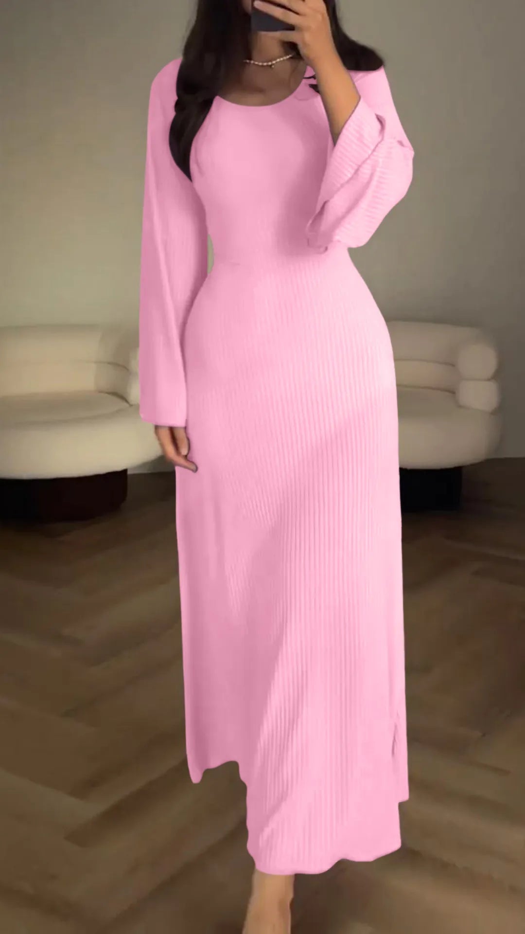 Elegant bodycon maxi dress with lacing – Valencia-Pink-S-The Livary