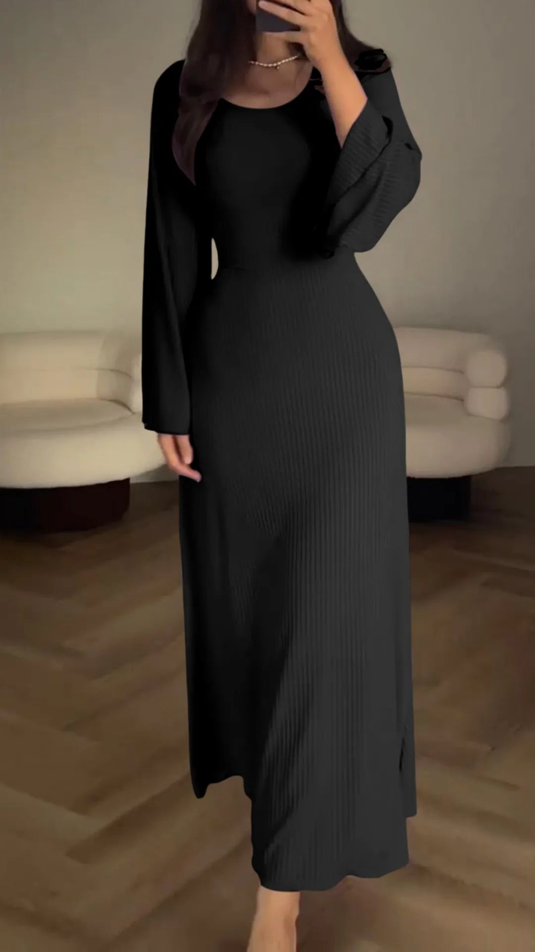 Elegant bodycon maxi dress with lacing – Valencia-Black-S-The Livary