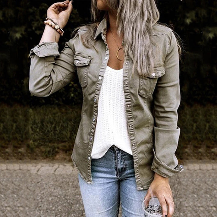 Stylish ladies' denim jacket - Elisa-Gray-S-The Livary