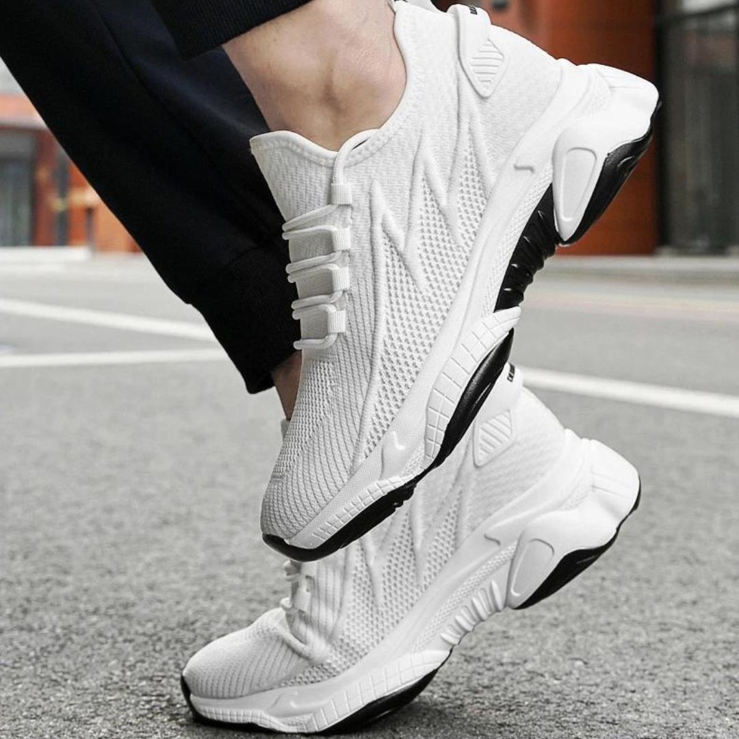 Discreetly stylish men's sneakers – MaxLift Boost-White +3.94″-4.5-The Livary