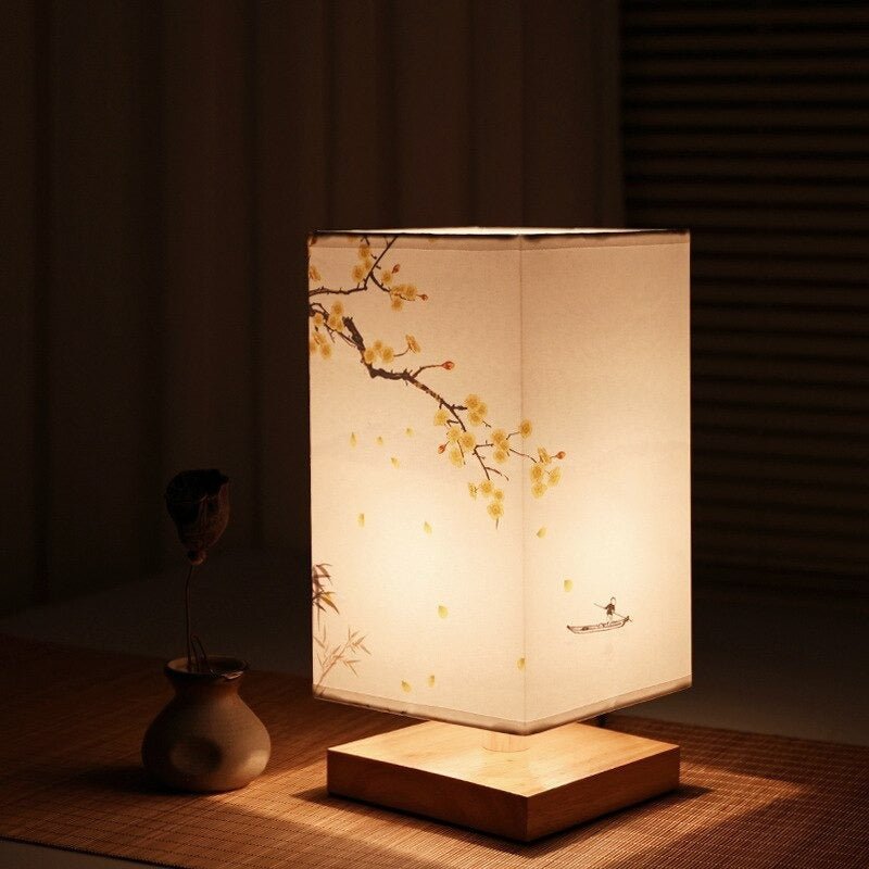 Japanese-Scandinavian Table Lamp - HikariGlow-Yellow Flower-The Livary