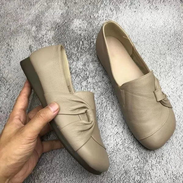 Leather Women's Shoes with Slip-Resistant Sole – Aurora-Beige-3-The Livary