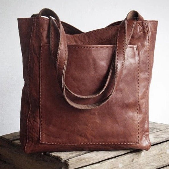 Stylish Leather Ladies Shoulder Bag - Elisa-Dark brown-The Livary
