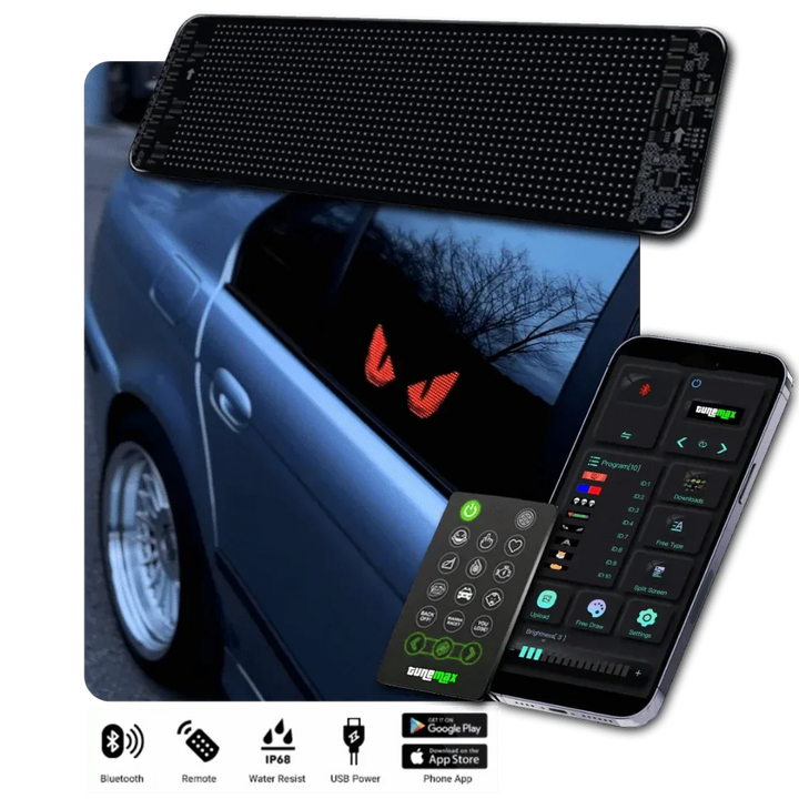 Customisable LED Car Display - GlowSign-16x32 LEDs - 2.76″ × 6.69″-The Livary