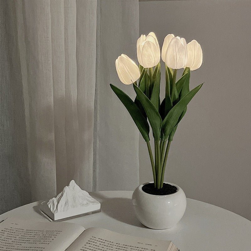 Decorative LED Tulip Table Lamp – Florima-White-6-The Livary